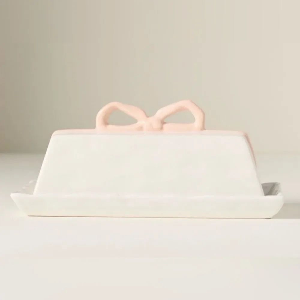 Anthropologie Benedita Bow Ceramic Stoneware Butter Dish